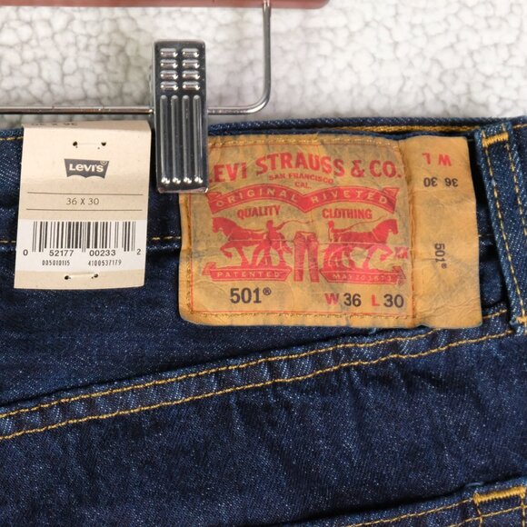 Levis 501 Jeans Mens 36x30 Blue Denim Straight Leg Button Fly Original Fit - Picture 6 of 14